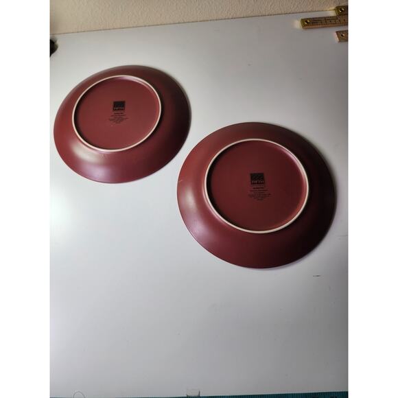 222 FIFTH "Jacobean Red" Tan Beige Floral 11" Dinner Plates set of 2 - Picture 2 of 5